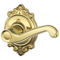 Schlage Lock Company F170FLA605BRKRH Polished Brass Single Dummy Single Dummy Flair Door Lever with the Decorative Brookshire Rose for Right Handed Doors