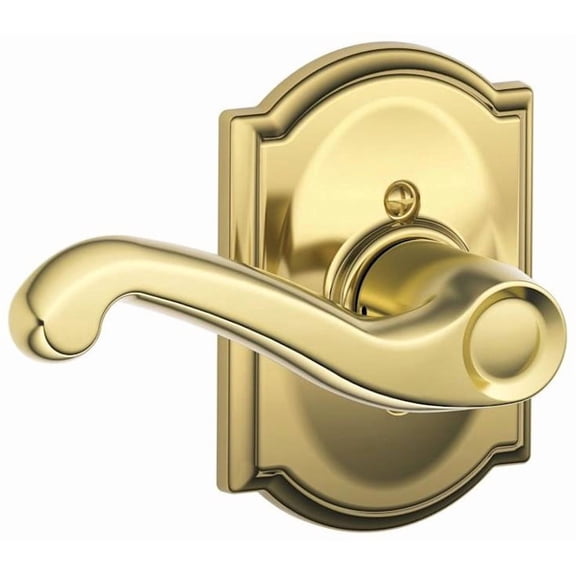 Schlage F170 Flair With Camelot Rose Left Hand Half Dummy Bright Brass Finish