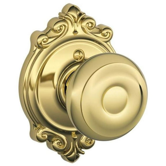 Schlage F170-Geo-Brk Georgian Non-Turning One-Sided Dummy Door Knob - Brass