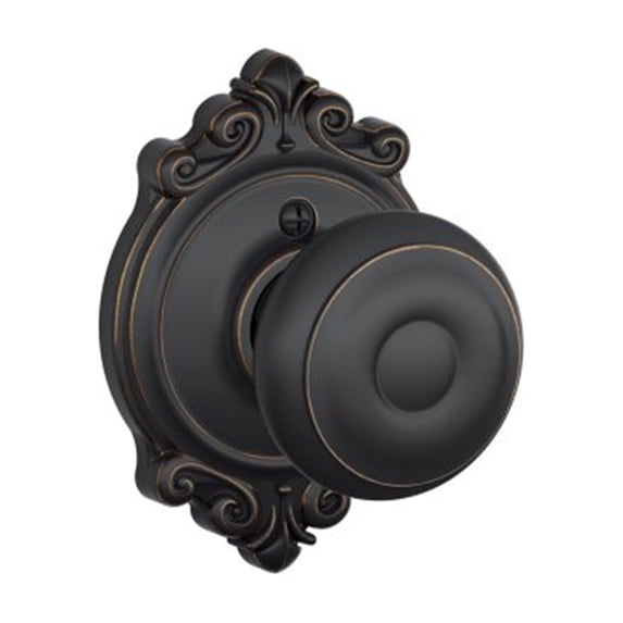 Schlage F170 Georgian With Brookshire Rose Half Dummy Aged Bronze Finish