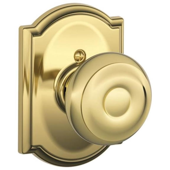 Schlage F170 Georgian With Camelot Rose Half Dummy Bright Brass Finish