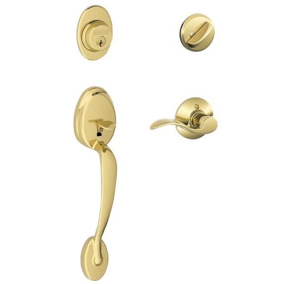 Schlage F360V PLY/ACC 505 Plymouth Accent Handleset, Bright Brass