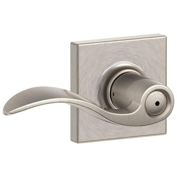 Schlage Accent Lever with Collins Trim Bed and Bath Lock in Satin Nickel F40 ACC 619 COL