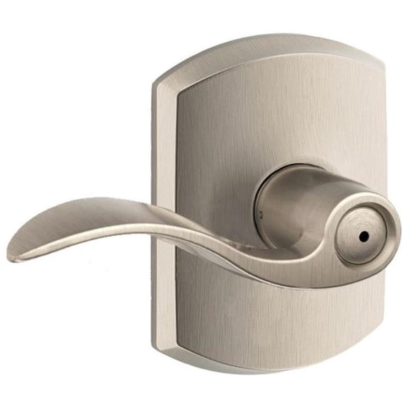 Schlage F40 Accent With Greenwich Rose Privacy Lock with 16080 Latch 10027 Strike Satin Nickel Finish