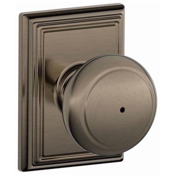 Schlage F40 Andover With Addison Rose Privacy Lock with 16080 Latch 10027 Strike Antique Nickel Finish
