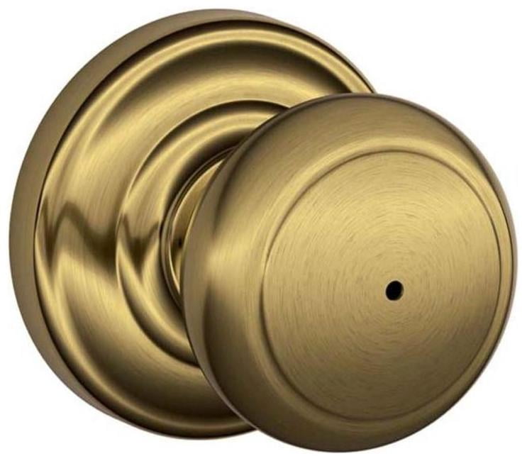 SCHLAGE Andover Privacy Knob Andover Rose Antique Brass