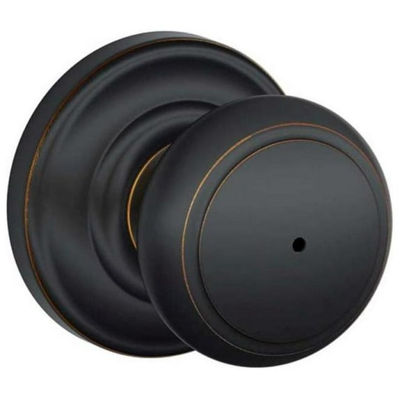 Schlage F40 Andover With Andover Rose Privacy Lock with 16080 Latch 10027 Strike Aged Bronze Finish