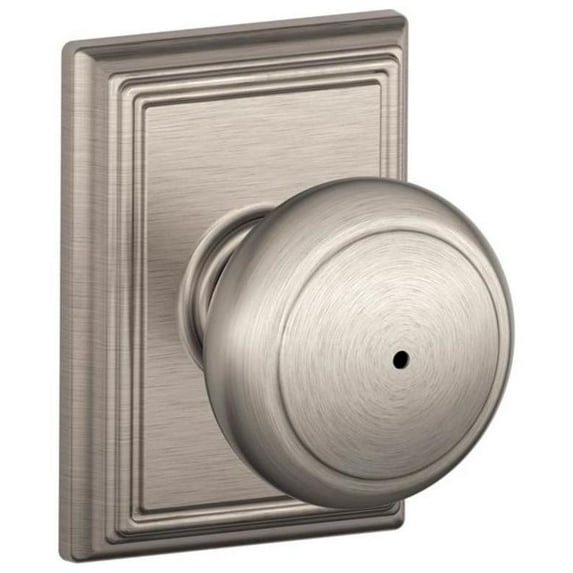Schlage F40 Andover With Addison Rose Privacy Lock with 16080 Latch 10027 Strike Satin Nickel Finish