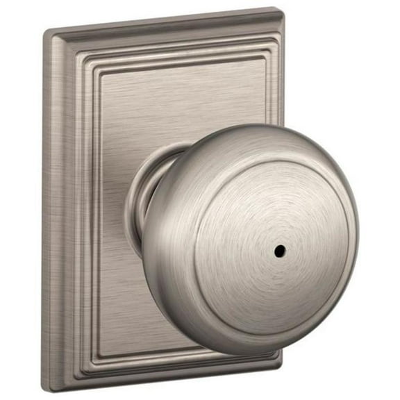 Schlage F40 Andover With Addison Rose Privacy Lock with 16080 Latch 10027 Strike Satin Nickel Finish