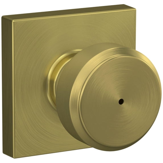 Schlage F40BWE608COL Bowery Privacy Door Knob Set - Brass
