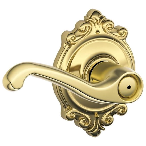 Schlage F40-Fla-Brk Flair Privacy Door Lever Set - Brass