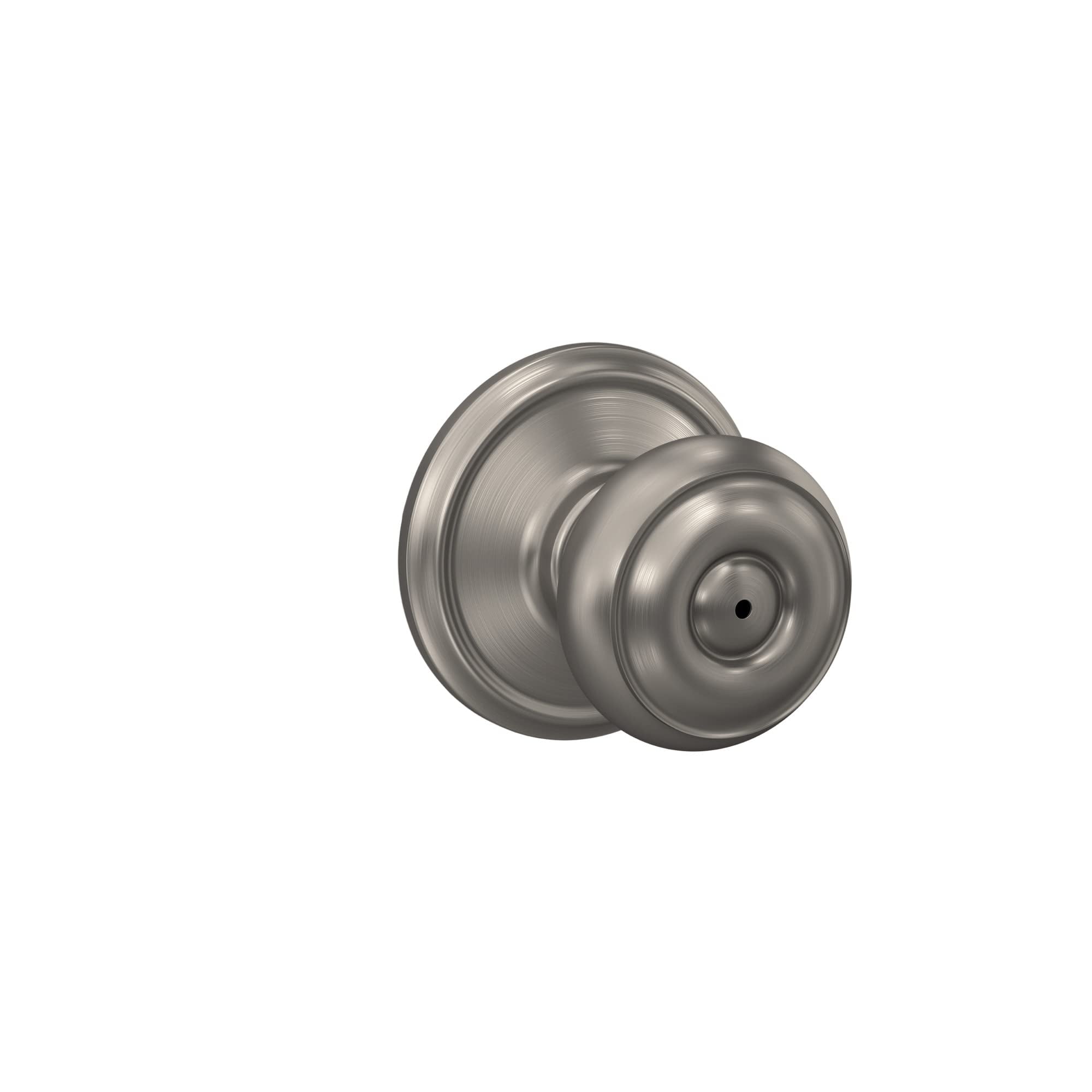 Schlage F40 GEO 619 Georgian Door Knob, Bed & Bath Privacy Lock, Satin Nickel C63