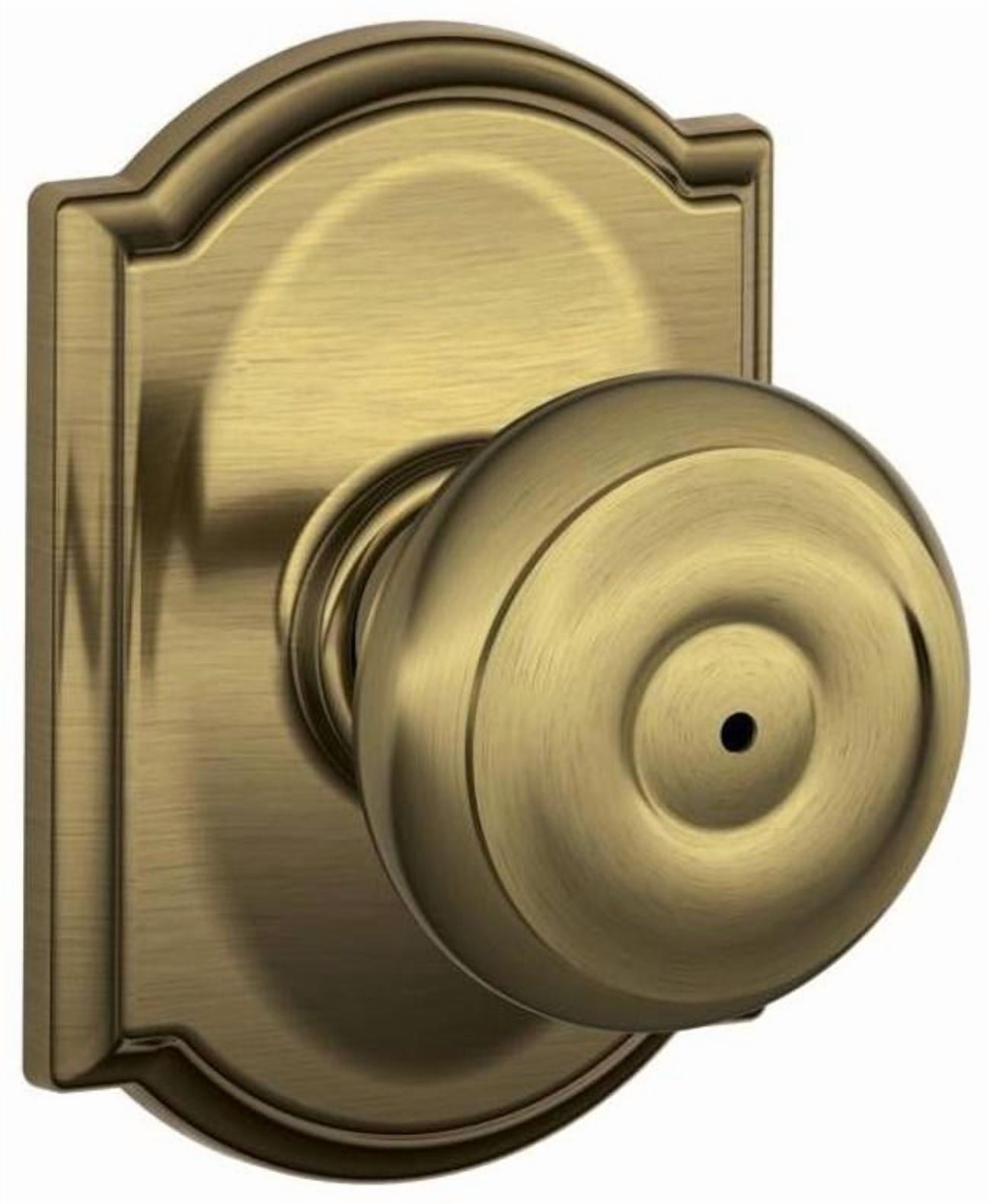 SCHLAGE F40 GEO 609 CAM Camelot Collection Georgian Privacy Knob, Antique Brass
