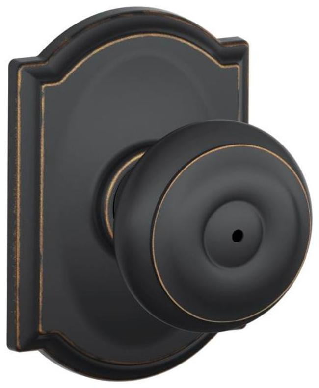 Schlage F40-Geo-Cam-716  Georgian Privacy Door Knob Set - Aged Bronze