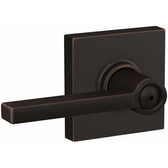 Schlage F40 LAT 716 COL Latitude Lever with Collins Trim Bed & Bath Privacy Door Lock, Aged Bronze
