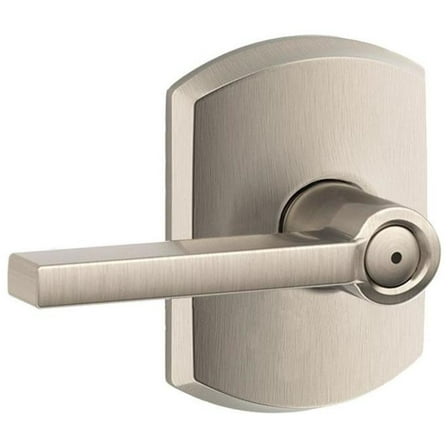 Schlage F40 Latitude With Greenwich Rose Privacy Lock with 16080 Latch 10027 Strike Satin Nickel Finish