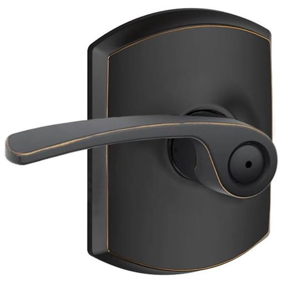 Schlage F40 Merano With Greenwich Rose Privacy Lock with 16080 Latch 10027 Strike Aged Bronze Finish