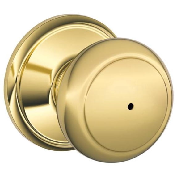 Schlage F40 and 605 16-080 10-027 Andover Bed and Bath Knob, Bright Brass