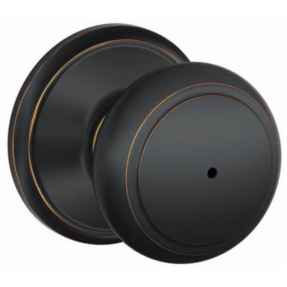 Schlage F40 and 716 16-080 10-027 Andover Bed and Bath Knob, Aged Bronze