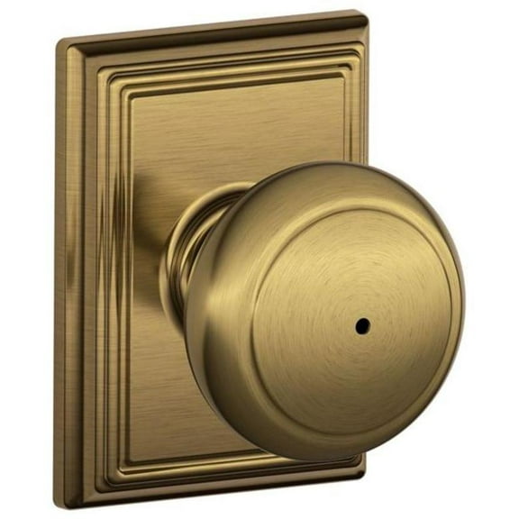 Schlage F40AND609ADD Addison Collection Andover Privacy Knob, Antique Brass