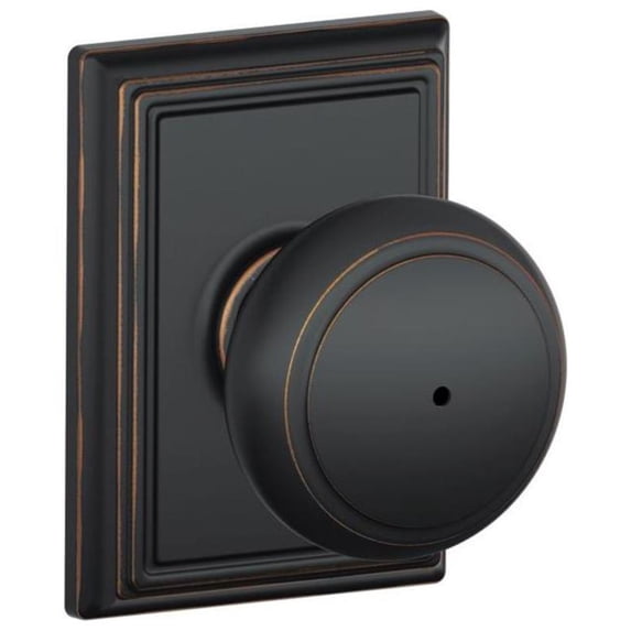Schlage F40AND716ADD Addison Collection Andover Privacy Knob, Aged Bronze - F40 AND 716 ADD