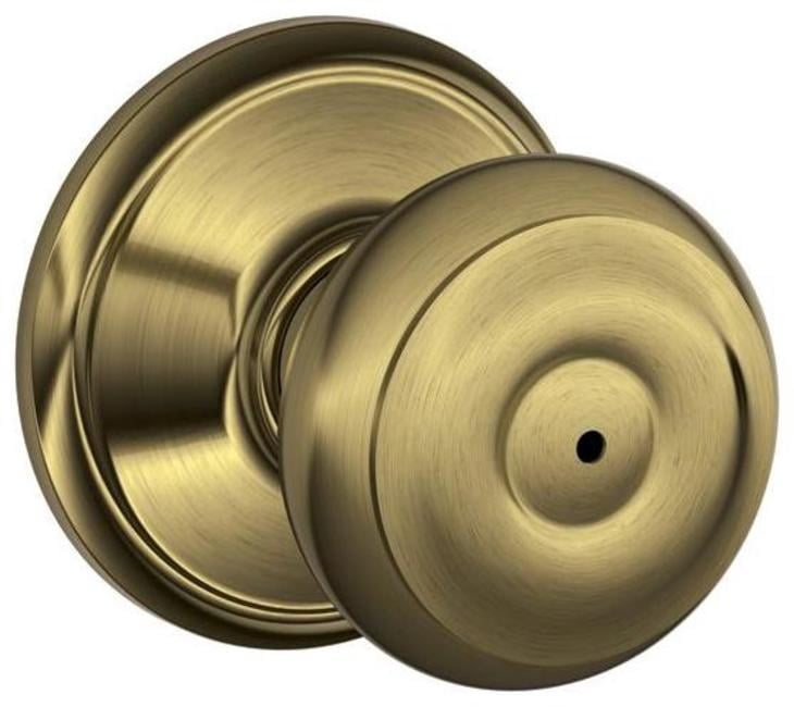 Schlage F40GEO609 Georgian Privacy Knob, Antique Brass