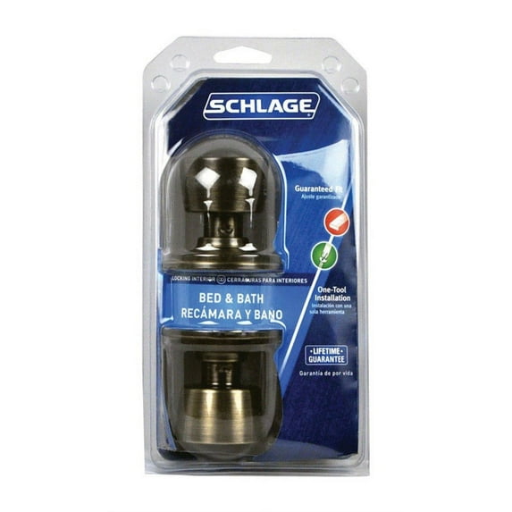 Schlage-F40VBEL609 Bed And Bath Lock Privacy Bell Style Door Knob