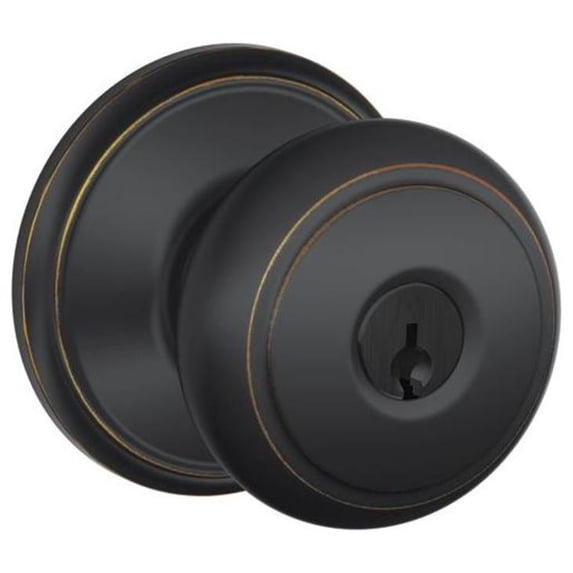 Schlage F51-AND Andover Keyed Entry F51A Panic Proof Door Knob, Aged Bronze