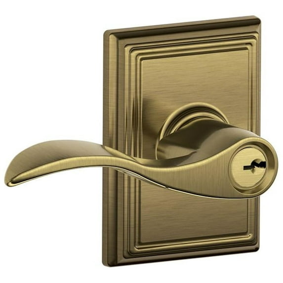 Schlage F51-Acc-Add Accent Single Cylinder Keyed Entry Door Lever Set - Brass