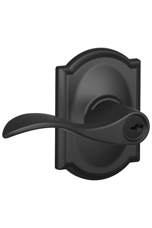 F51-Acc-Cam Accent Single Cylinder Keyed Entry Door Lever Set - Black