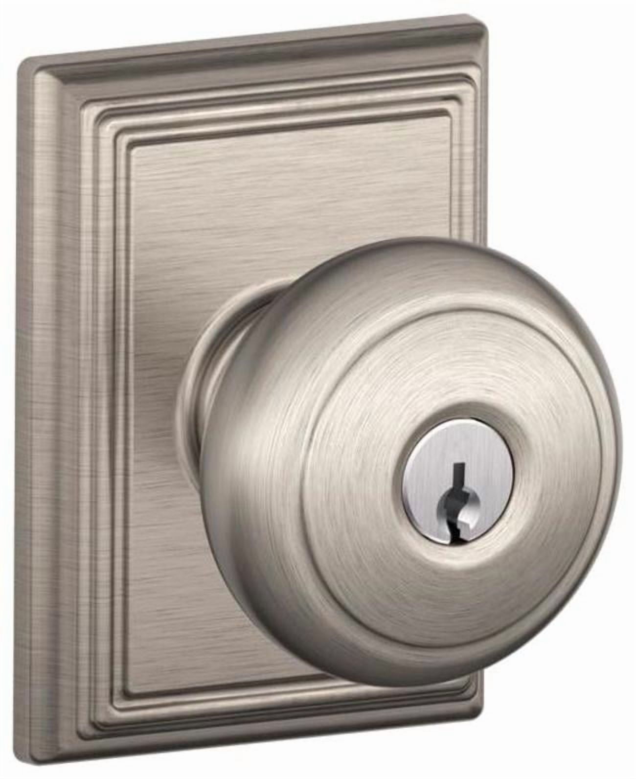 Schlage F51 AND ADD Andover Keyed Entry F51A Panic Proof Door Knob with Addison Satin Nickel