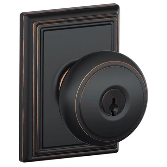 Schlage F51-And-Add Andover Keyed Entry Panic Proof Door Knob Set - Bronze