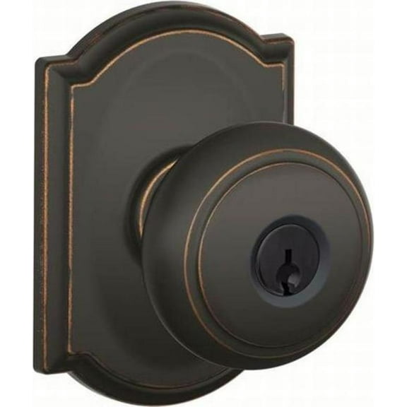 Schlage F51AAND716CAM Schlage F51 AND CAM Andover Keyed Entry Panic Proof Door Knob Set with Decorative Camelot Trim