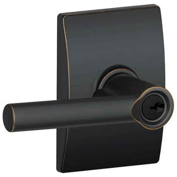 Schlage F51-Brw-Cen Broadway Single Cylinder Keyed Entry Door Lever Set - Bronze