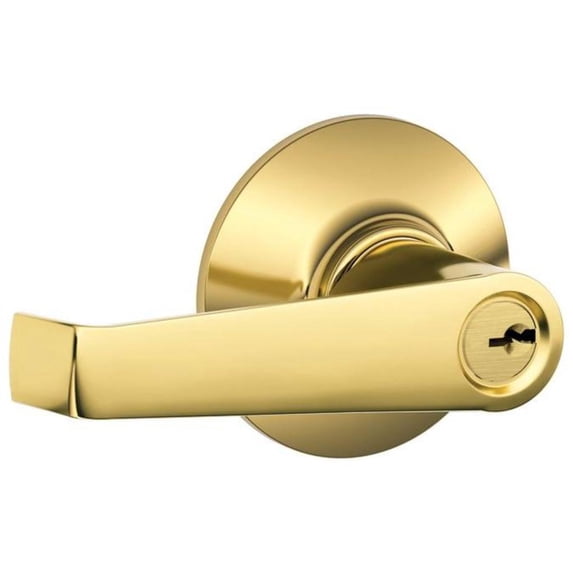 Schlage F51AELA505 Elan Single Cylinder Keyed Entry Door Lever Set - Brass