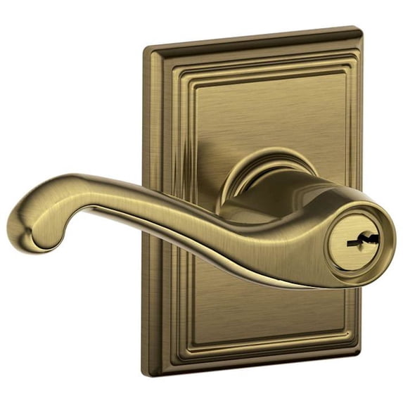 Schlage F51AFLA609ADD Flair Single Cylinder Keyed Entry Door Lever Set - Brass