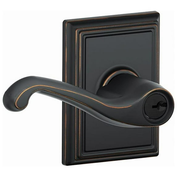 Schlage F51-Fla-Add Flair Single Cylinder Keyed Entry Door Lever Set - Bronze
