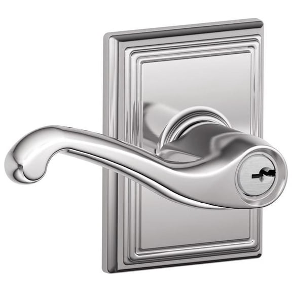 Schlage F51-Fla-Add Flair Single Cylinder Keyed Entry Door Lever Set - Chrome