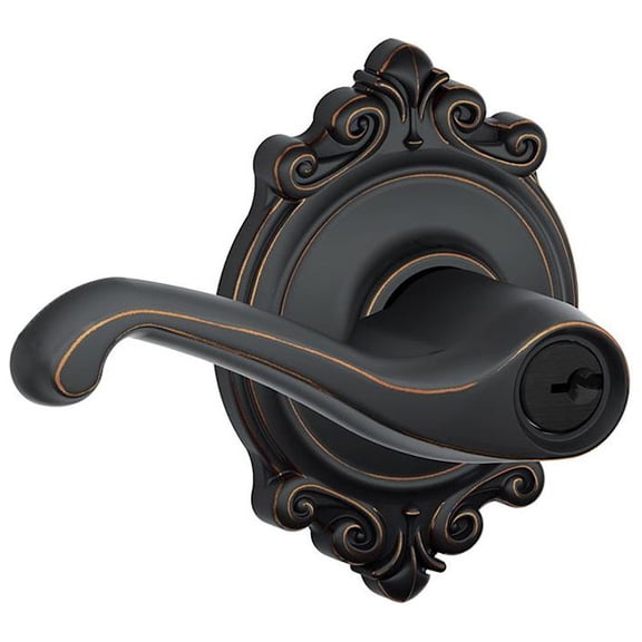 Schlage F51-Fla-Brk Flair Single Cylinder Keyed Entry Door Lever Set - Bronze