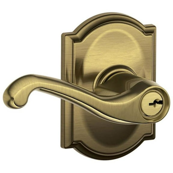 Schlage F51-Fla-Cam Flair Single Cylinder Keyed Entry Door Lever Set - Brass
