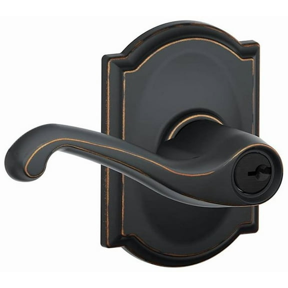 Schlage F51-Fla-Cam Flair Single Cylinder Keyed Entry Door Lever Set - Bronze