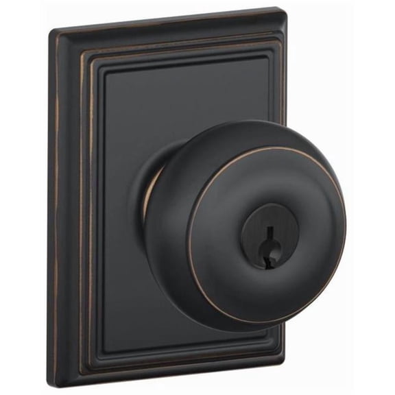 Schlage F51AGEO716ADD Georgian Keyed Entry Door Knob Set - Bronze
