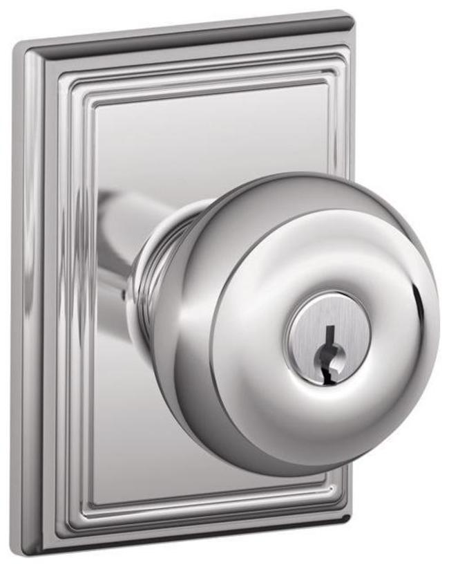 Schlage F51AGEO625ADD Georgian Keyed Entry Door Knob Set - Chrome