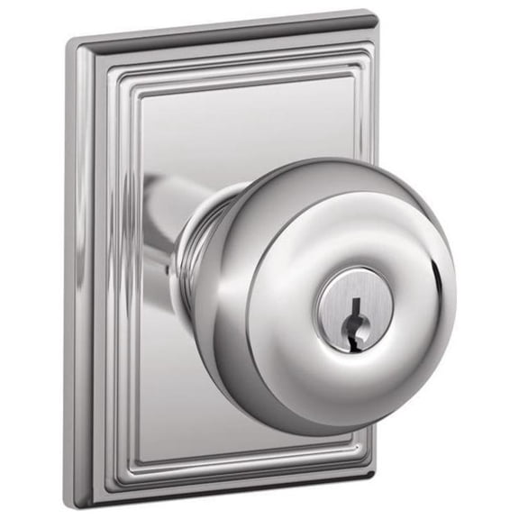 Schlage F51-Geo-Add Georgian Keyed Entry Door Knob Set - Chrome