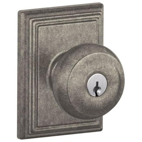 Schlage F51-Geo-Add Georgian Keyed Entry Door Knob Set - Nickel