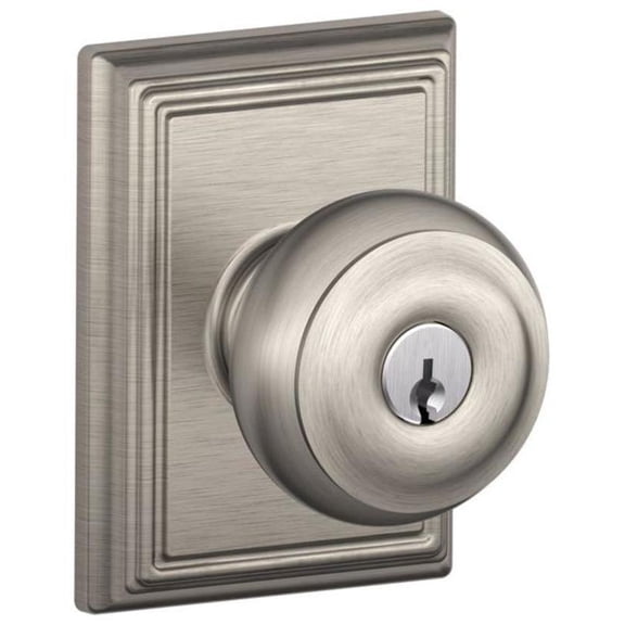 Schlage F51AGEO619ADD Georgian Keyed Entry Door Knob Set - Nickel