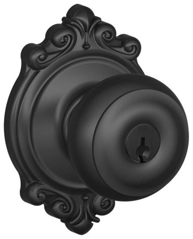 Schlage F51AGEO622BRK Georgian Keyed Entry Door Knob Set - Black