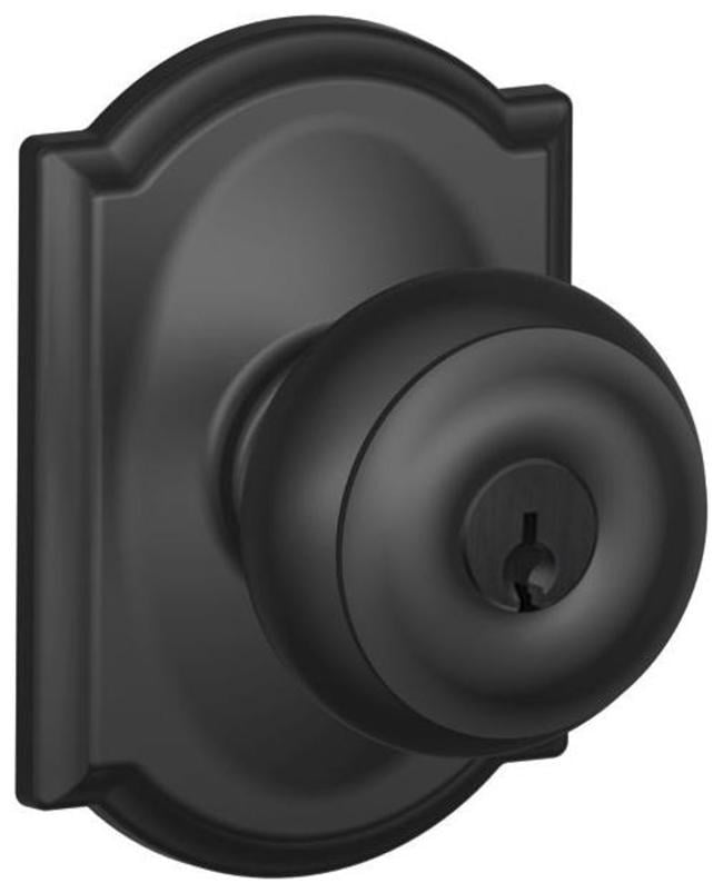 Schlage F51AGEO622CAM Georgian Keyed Entry Door Knob Set - Black