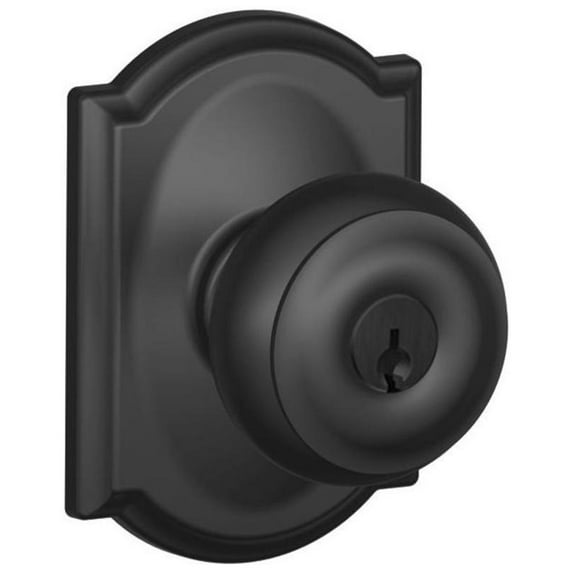 Schlage F51-Geo-Cam Georgian Keyed Entry Door Knob Set - Black