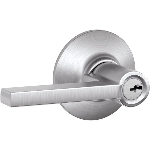 Schlage F51-LAT Latitude Single Cylinder Keyed Entry Door Lever Set, Satin Chrome